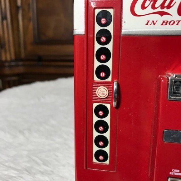 NWOT Vintage Coca-Cola Vending Machine Metal Coin Bank - Picture 7 of 11